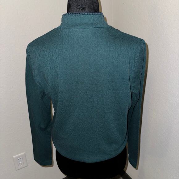 Vintage Gina Peters Women's Medium Quarter Zip Long Sleeve Top Emerald Green - Picture 2 of 8